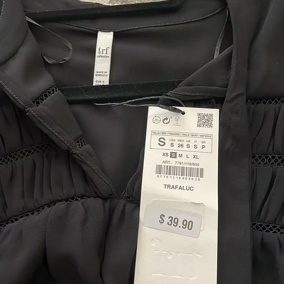 Zara black blouse. Brand new with tags. Size small - Picture 3 of 4